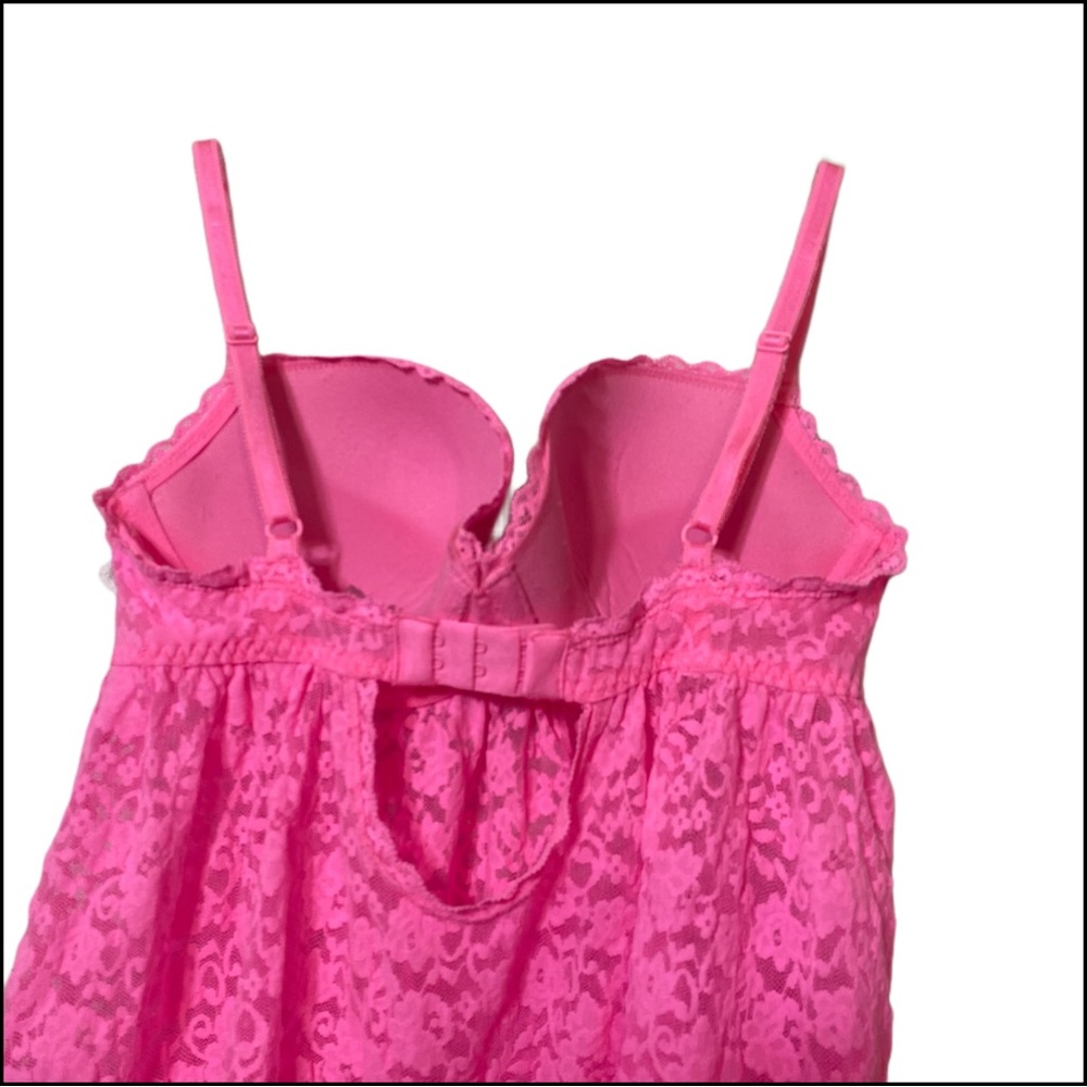 VICTORIA SECRET Pink Lace Bustier Babydoll 34D Lingerie Intimates - Picture 7 of 8